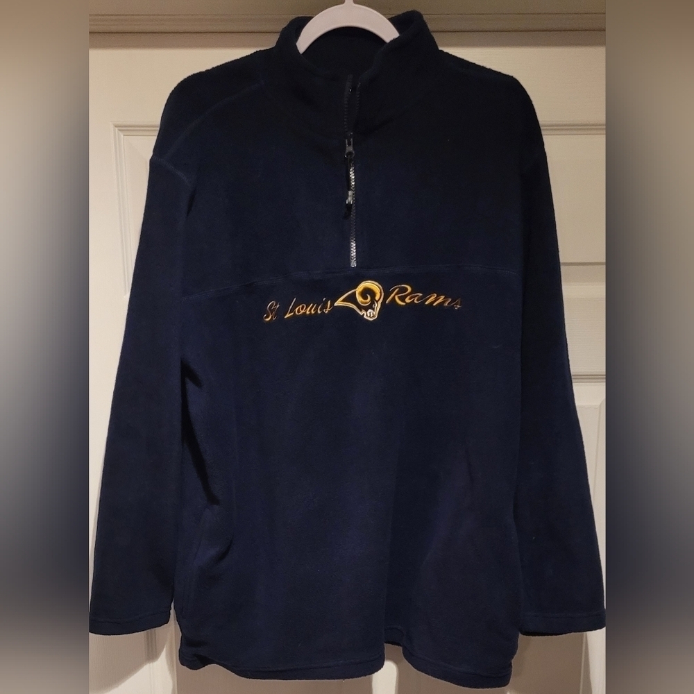 Vintage NFL for Her St. Louis Rams Navy Blue Long Sleeve Fleece Quarter 1/4 Zip - Picture 1 of 11